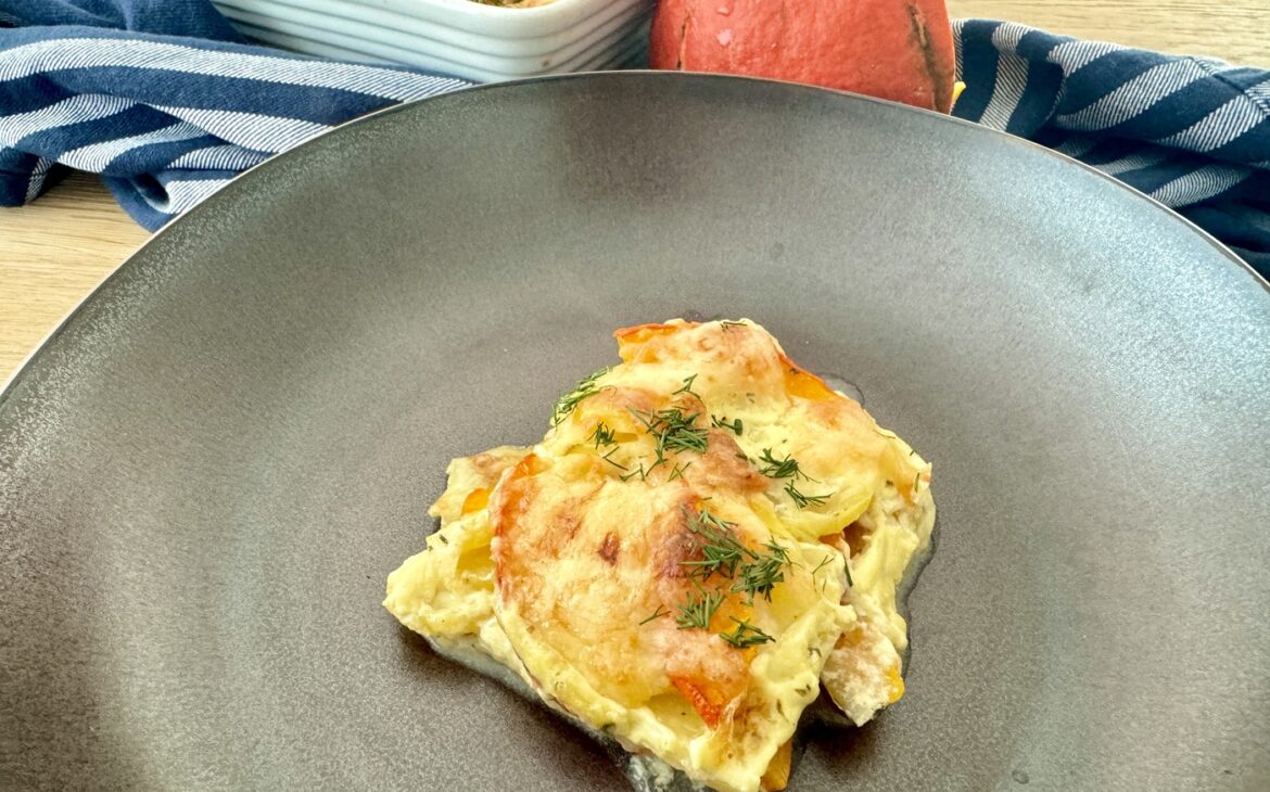 Kuerbis Kartoffel Auflauf 1 1170x730 - Kürbis-Kartoffel-Auflauf